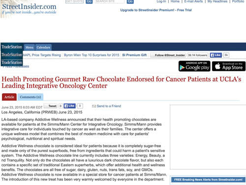 Addictive Wellness Chocolate at UCLA's Integrative Oncology Center