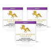 Three packages of Addictive Wellness Chocolate with a gold unicorn logo on a white background.