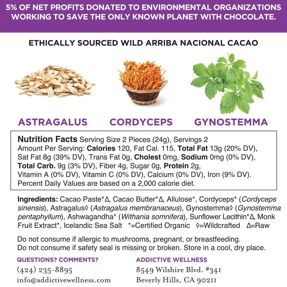 Addictive Wellness Energy Chocolate Nutrition Facts