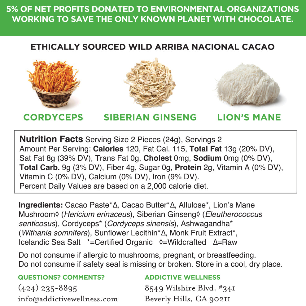 Addictive Wellness Focus Chocolate Nutrition Facts