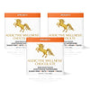 Three packages of Addictive Wellness Chocolate with a gold unicorn logo on a white background.