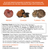 An informational graphic for Addictive View Wellness featuring Reishi, Chaga, and Turkey Tail mushrooms. The top text states that 5% of net profits are donated to protect the oceans and rainforests on the only known planet with chocolate.