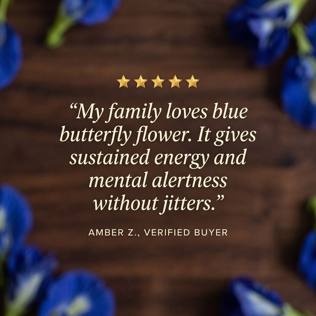 Five-star Blue Butterfly Flower review from Amber Z., verified buyer