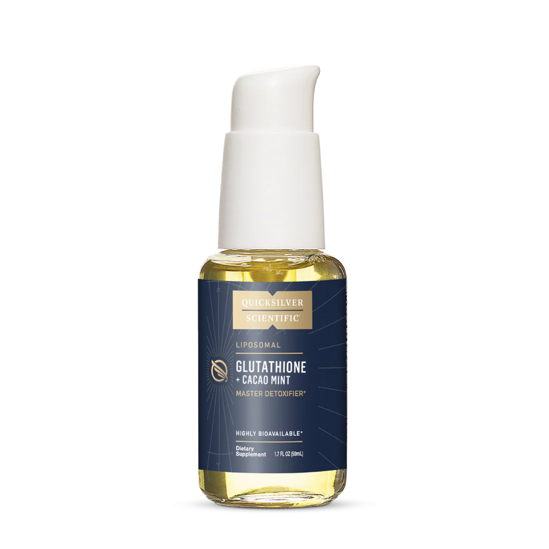 Quicksilver Liposomal Glutathione Cacao Mint bottle on a white background