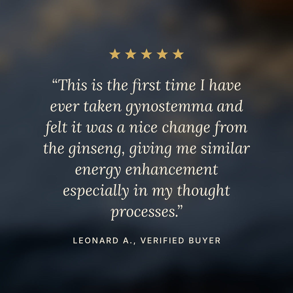 Five-star customer review of Addictive Wellness Gynostemma