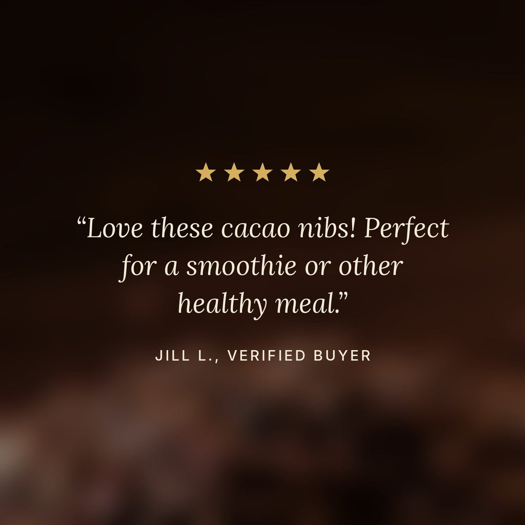 Five-star customer review of Addictive Wellness Wild Cacao Nibs