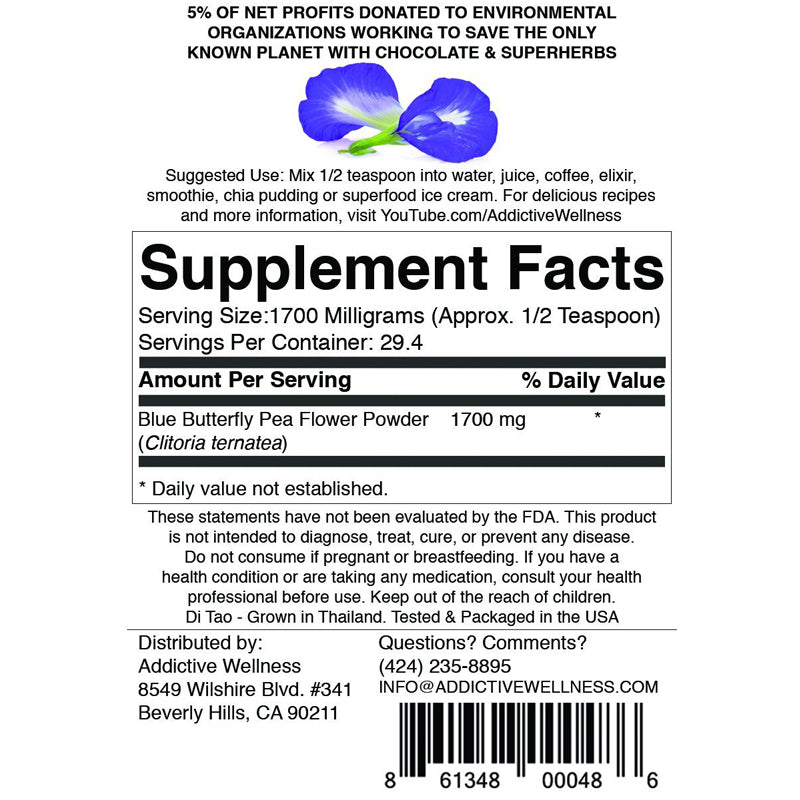 Blue Butterfly Flower Supplement Facts